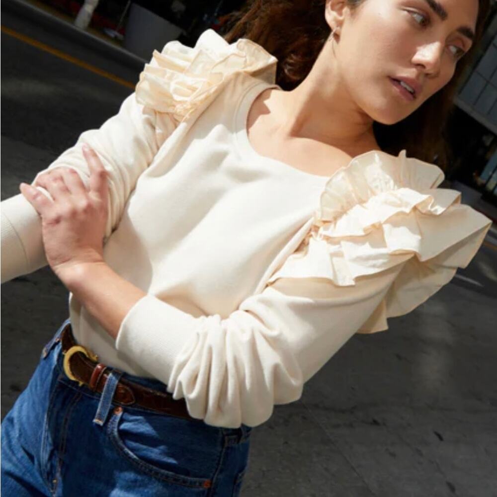 Nation LTD Esther Sweatshirt in White Chocolate Size: XXL